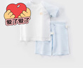 歡喜小熊嬰兒夏季套裝寶寶短袖短褲兩件套兒童衣服分體薄款空調服夏裝 曬單實(shí)拍圖