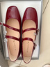 紅蜻蜓瑪麗珍鞋春夏女鞋復古紅色單鞋法式氣質(zhì)高跟鞋WTB34256酒紅色35 曬單實(shí)拍圖