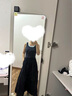 UR2025春季新款女裝休閑簡約拼接修身短袖連衣裙UWM750025 黑色 (偏長) L 曬單實拍圖