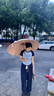 愛上雨高顏值折疊雨傘太陽傘遮陽傘女彩膠防曬防紫外線遮陽晴雨兩用雨傘 【彩膠款】16骨粉金蝴蝶-仿木柄 曬單實拍圖