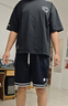 頭號青年 短褲男夏季冰絲寬松五分休閑褲針織大碼運動褲子男 黑色 8XL  曬單實拍圖