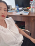 三彩2025夏季新款純棉鏤空繡花白襯衫系帶V領小衫無袖女 曬單實拍圖