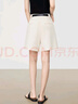 對(duì)白簡(jiǎn)約百搭高腰A字短褲女2025夏季新款壓褶寬松顯瘦直筒休閑褲 米白色 S 曬單實(shí)拍圖