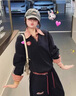 溫格芳學(xué)院風(fēng)衛(wèi)衣運動服套裝女2025春秋新款韓版寬松休閑時尚炸街兩件套 藏青色衛(wèi)衣+藏青色褲子 M 曬單實拍圖