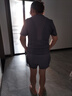 【暴汗服】夏季瑜伽服套裝女短袖短褲速干運(yùn)動(dòng)假兩件跑步健身服 紫色 2XL 曬單實(shí)拍圖