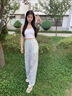 建功闊腿褲垂感休閑褲女夏季薄款褲子女裝2025年新款寬松慵懶西裝褲子 【鏤空闊腿褲】 輕薄透氣丨帶內(nèi)襯 XL （建議126-140斤） 曬單實(shí)拍圖