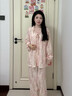 婧麒（JOYNCLEON）送胸墊月子服女夏薄款竹棉8月份7產(chǎn)后孕婦睡衣哺乳待產(chǎn)家居服 粉色玫瑰【竹棉紗·透氣排汗快】 L 曬單實拍圖