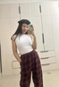 王嘉爾同款美式高街嘻哈格子褲男女小眾接頭百搭寬松休閑長褲 紅色格子長褲 M 曬單實(shí)拍圖