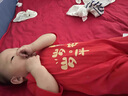 莫代爾嬰兒衣服連體衣百天周歲宴滿月服夏季薄款男女寶寶中國風純棉短袖 龍寶100天紅色 73碼建議年齡6-9個月 曬單實拍圖