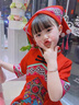 凌卡戚三月三兒童演出服裝少數(shù)民族男女童壯族苗族瑤族六一表演舞蹈服飾 C802百褶裙紅色+桃心頭飾含 110 曬單實拍圖