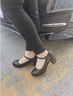 卡帝樂鱷魚（CARTELO）真皮旗袍走秀高跟鞋粗跟圓頭防水臺女士皮鞋一字扣媽媽跳舞鞋單鞋 6056黑色牛皮【跟高】 6cm 37 曬單實(shí)拍圖