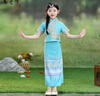 布魯丁三月三民族服裝女童三月三少數(shù)民族服裝兒童苗族壯族56個(gè)民族土家 傣族藍(lán)色套裝+串珠 標(biāo)準(zhǔn)尺碼 130 cm 40-50斤 曬單實(shí)拍圖