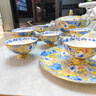 鴻喜盛世宮廷琺瑯彩萬花餐具套裝奢華碗盤組合餐具高檔骨瓷碗盤餐具套裝 琺瑯彩【金地萬花~10人】70件 曬單實(shí)拍圖
