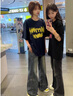 迪伽達(dá)牛仔褲男美式復(fù)古高街潮牌做舊設(shè)計(jì)感拼接漸變水洗微喇顯瘦直筒褲 JSH-M774藍(lán)色 XL 曬單實(shí)拍圖