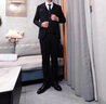 CAIDEN KETCH品牌男裝西服套裝男商務(wù)職業(yè)正裝結婚禮服休閑英倫風(fēng)修身西裝外套 黑色兩?？邸疚鞣?褲子+馬甲】 XL 【123-134斤穿】 曬單實(shí)拍圖