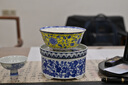 傳世瓷景德鎮(zhèn)琺瑯彩飯碗面碗高腳防燙家用金邊骨瓷宮廷送禮餐具碗 6英寸高腳飯碗【黃青花琺瑯彩】 曬單實(shí)拍圖