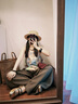 INSISFEMME【通勤松弛感】亞麻棉感2025夏新款無腰頭褶裥設(shè)計(jì)寬松弧形長(zhǎng)褲女 馬德里棕 S 曬單實(shí)拍圖