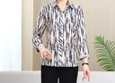 綺敏夏季媽媽裝冰絲襯衫長袖翻領(lǐng)開衫薄款上衣寬松中老年人女裝中年 2號(hào)色(底色帶淺粉) 4XL建議130-140斤 曬單實(shí)拍圖