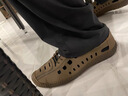 西域駱駝男士涼鞋夏季透氣洞洞鞋鏤空皮涼鞋軟底軟面休閑鞋真皮男鞋涼皮鞋 8816卡其色 鏤空 38 曬單實(shí)拍圖