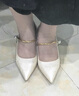 茯見(jiàn)新中式瑪麗珍高跟鞋女士法式優(yōu)雅氣質(zhì)珍珠一字帶搭配裙子旗袍單鞋 米白色 37 （偏小一碼） 曬單實(shí)拍圖