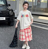哈羅小黃鴨HAL.DUCK女童格子半身裙2025夏裝新款時(shí)尚美式蛋糕裙子大兒童夏季休閑長裙 杏色上衣 120 cm 曬單實(shí)拍圖