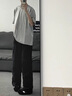 POUMcleanfit閃電紋刺繡短袖T恤男設計感小眾潮牌高街痞帥正肩上衣服 MBFS-T14灰色 XL 曬單實拍圖