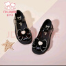 富羅迷女童皮鞋春秋季新款水鉆蝴蝶結黑色演出鞋軟底公主單鞋 黑色 34  曬單實(shí)拍圖