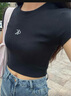 Calvin KleinJeans25春夏新款女士簡約刺繡時尚ck辣妹正肩羅紋短袖T恤47AB212 曬單實拍圖