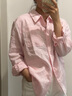 Teenie Weenie小熊女裝襯衫夏季新款松弛老錢輕奢亞麻白色長袖襯衣 粉色 M 曬單實拍圖