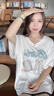 卡通印花V領(lǐng)潮流短袖T恤女夏季2025新款慵懶風(fēng)寬松休閑減齡上衣服 白色 L 曬單實(shí)拍圖