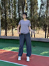 PHIGEER速干運(yùn)動(dòng)套裝女夏季透氣寬松羽毛球服短袖專(zhuān)業(yè)跑步健身訓(xùn)練服t恤 紫色兩件套（墨灰褲） M【推薦90-108斤】 曬單實(shí)拍圖