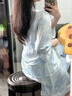 絲可蕊高級(jí)感冰絲睡衣女夏2025年新款帶胸墊可外穿吊帶純欲睡裙褲家居服 冰透藍(lán)（吊帶杉+短褲+裙+外袍） L （100-115斤） 曬單實(shí)拍圖