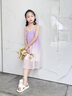 法式親子裝三亞沙灘海邊漸變色三口四口波西米亞母女吊帶裙母子裝 薰衣草色(連衣裙) 130 童 曬單實拍圖