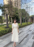 香影度假風波西米亞白色連衣裙女2025夏裝新款含亞麻收腰v領裙子 米白 S 155/80A/85-95斤 曬單實拍圖