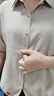 蒂洛緹娜短袖棉麻襯衫女薄款夏裝寬松遮肚子顯瘦時(shí)尚半袖小衫上衣夏 卡其色 M 【90-105斤】 曬單實(shí)拍圖
