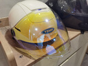 野馬（YEMA）3C認(rèn)證電動車頭盔男女摩托車半盔夏季防曬雙鏡片0感天窗四季通用電瓶車安全帽370S 卡其白配極光長 曬單實(shí)拍圖