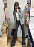 沐霓 微喇褲 女夏季薄款顯瘦高腰衛(wèi)褲垂感闊腿褲瑜伽風(fēng)運(yùn)動休閑褲 深灰修身衛(wèi)褲女 L 曬單實(shí)拍圖