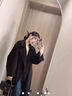 鄂爾多市產(chǎn)2025秋冬新款駝色雙面呢羊絨大衣女中長款韓版寬松小個 黑色 M 曬單實拍圖