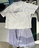 Skechers斯凱奇透氣女童夏季速干寬松短袖t恤短裙兒童運動(dòng)套裝P225G060 亮白色/0019 140 曬單實(shí)拍圖