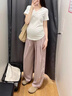 西瓜媽媽孕婦褲子夏季2025薄款無(wú)托腹冰絲抽繩休閑闊腿褲女裝小個(gè)子夏款 夏季款-香芋色 M 90-120斤 曬單實(shí)拍圖