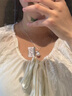 meluxe18K金澳白海水珍珠項鏈吊墜單顆正圓強光鎖骨鏈 生日禮物送女友 11-12mm，配銀鏈 曬單實拍圖