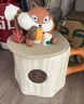 星巴克（Starbucks）杯子薄荷漸變綠條紋馬克杯辦公陶瓷咖啡杯情侶水杯樹樁七夕禮物 樹樁松鼠單杯禮盒+勺子杯墊 曬單實(shí)拍圖