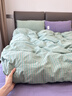 蘇萱2025夏季新款純棉床上四件套全棉色織水洗棉床品簡(jiǎn)約條紋被套床單 塞西莉亞-綠紫 1.8m 床單款 四件套-被套200x230cm 曬單實(shí)拍圖
