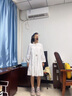 羅蒙（ROMON） 法式白色泡泡袖連衣裙女夏季小個子高級感氣質(zhì)長袖新中式裙子 白色 S -95斤以下 曬單實(shí)拍圖