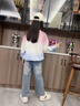 NICKYBABY女童春秋套裝兒童2025新款加絨女孩女大童時髦冬季牛仔褲洋氣冬裝 13050藍色+4827粉色【春秋款】 120 曬單實拍圖