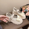 晴碧琳女鞋 瑪麗珍英倫風小皮鞋復古新款蝴蝶結配裙子日系jk學院風單鞋 蝴蝶結jk學院風單鞋【白色】 37 曬單實拍圖