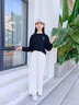 NICKYBABY女童褲子春秋款兒童闊腿褲套裝女孩白色長(zhǎng)褲大童運(yùn)動(dòng)褲春裝休閑褲 15046米白色【春秋款】 150 cm 曬單實(shí)拍圖