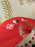 勁武太極功夫扇子紅色響扇雙面武術(shù)扇舞蹈扇表演中國風(fēng)學(xué)生高檔竹骨扇 紅骨紅面太極扇 （一尺） 曬單實(shí)拍圖