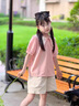 G.duck小黃鴨女童夏季套裝2025夏天新款多巴胺穿搭女孩短褲中大童休閑風(fēng) 粉色*套裝【潮款】/亖 150 【建議身高140cm左右】 曬單實(shí)拍圖