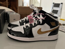 耐克（NIKE） 鞋子女a(chǎn)j女鞋 air jordan 1 mid aj1中幫學(xué)生籃球鞋運動(dòng)休閑板鞋 BQ6931-007 小黑金 36.5 曬單實(shí)拍圖